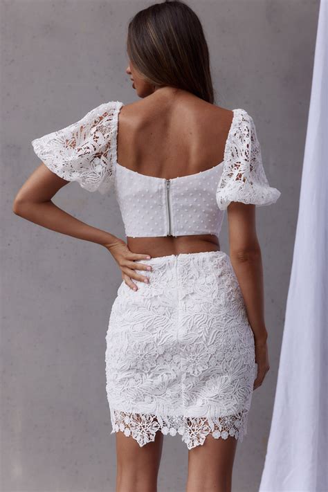 Shop The First Love Tied Bust Lace Dress White Selfie Leslie