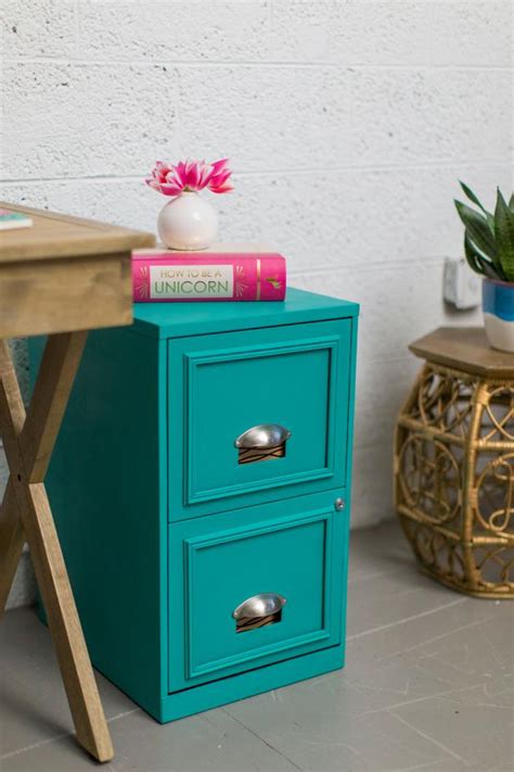 After wiping the cabinet down with a damp cloth, and removing the drawers and the casters, i added a coat of the pretty blue (lagoon) to the entire cabinet shell (making sure to tape the. Beautiful Filing Cabinet Makeover | HGTV