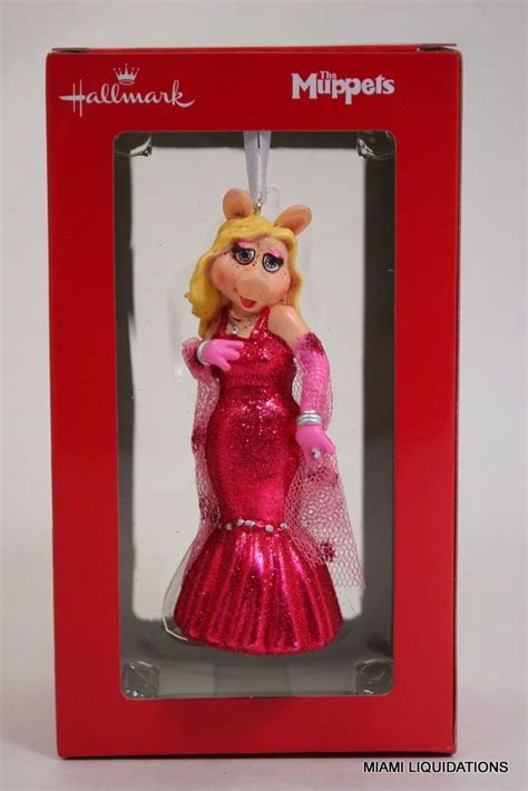 The Muppets Miss Piggy Hallmark Blown Glass Xmas Tree Holiday Ornament