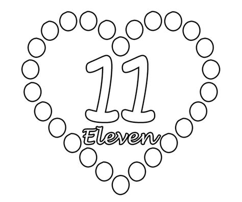 Easy Number 11 Coloring Pages Printable Free