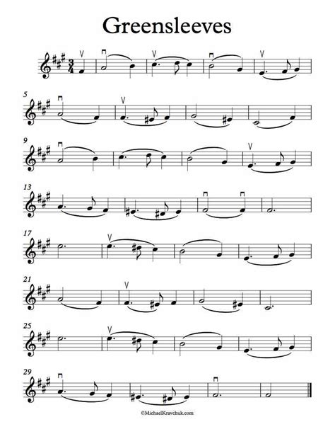 See a more detailed explanation on our how to use it page. Free Violin Sheet Music - Greensleeves - Michael Kravchuk