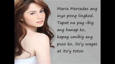 Maria Mercedes Lyrics On Screen Tagalogfilpino Jessy Mendiola