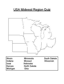 Midwest States Worksheet
