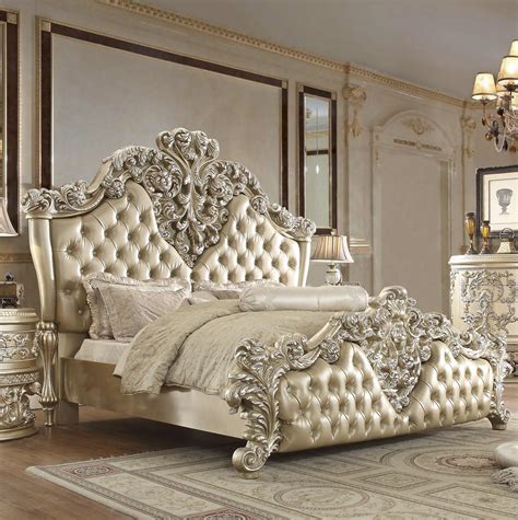 Luxury Glossy White King Bed Carved Wood Traditional Homey Design Hd