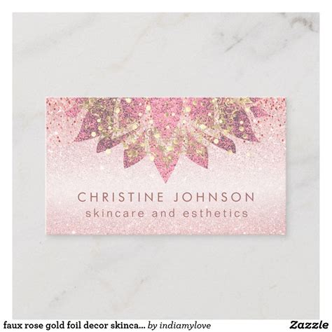 Faux Rose Gold Foil Decor Skincare And Esthetics Business Card Zazzle