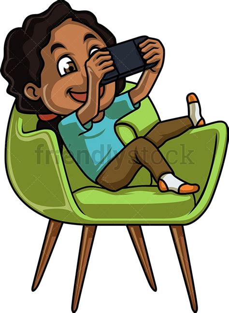 Black Girl Playing Video Games Cartoon Clipart Vector Friendlystock