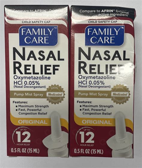 2 Boxes NASAL RELIEF SPRAY PUMP MIST ANTIDRIP SEVERE CONGESTION 12