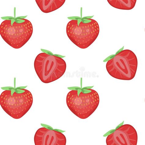 Seamless Pattern With Strawberries Vector Illustration Isolated On