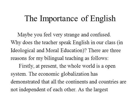 As such, it is a useful and even. The Importance of English |authorSTREAM