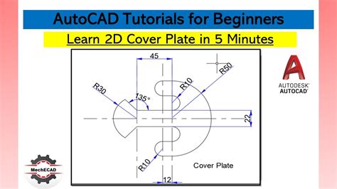 Autocad Tutorial For Beginners Learn 2d Cover Plate In 5 Minutes