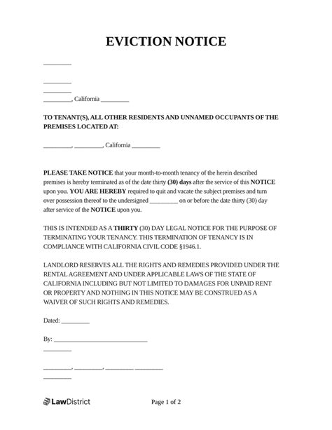 Free Eviction Notice Template PDF Word Forms LawDistrict