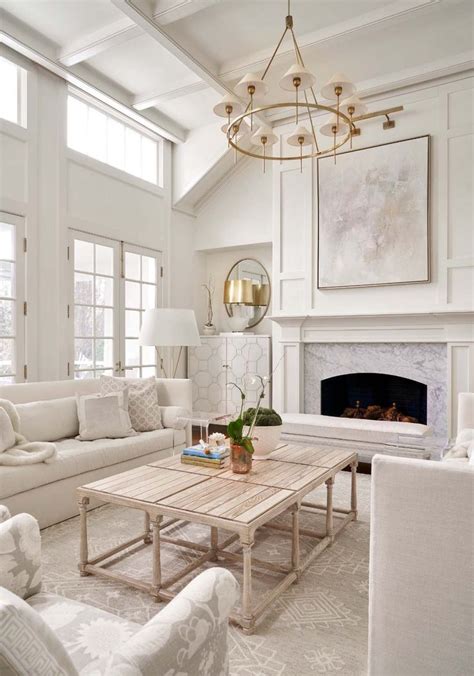 Elegant All White Transitional Style Formal Living Room Decor With