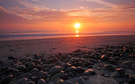 Free Photo Sunset By The Ocean Clouds Ocean Orange
