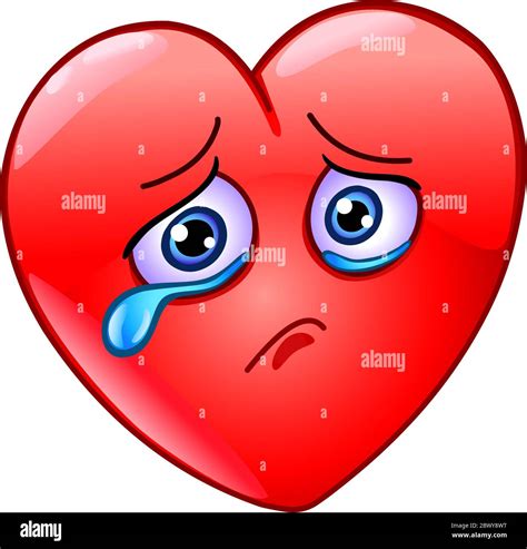 Sad And Crying Heart Emoticon Stock Vector Image And Art Alamy