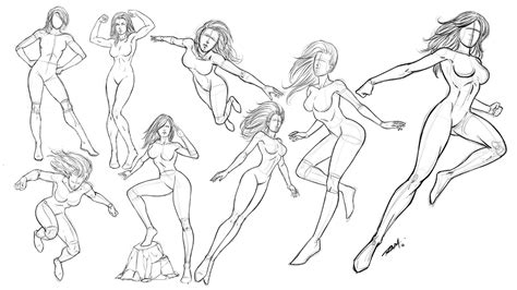 Ram Studios Comics Drawing Superhero Women Various Poses Comic Style