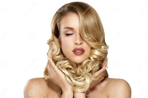 Beautiful Young Blond Model Curly Hair Posing Stock Photo Image Of