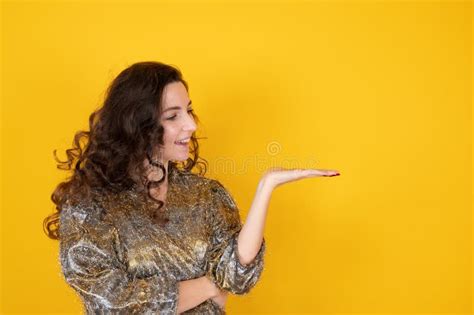 Beautiful Woman Raising Her Hand To Receive Something Woman Showing Something On The Palm