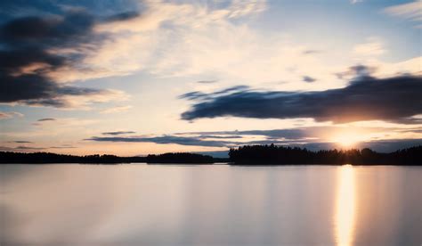 Wallpaper Sky Reflection Water Horizon Cloud Calm Sunset Loch