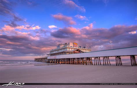 Daytona Beach Boardwalk And Pier Purple Colors Hdr Photography By