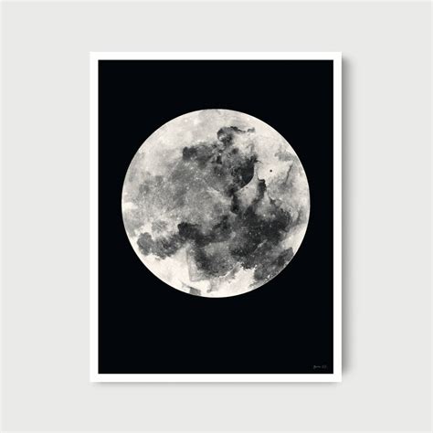 Black And White Full Moon Art Print By Green Lili