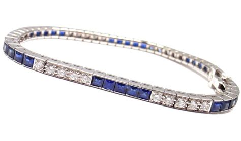 Browse cartier bracelets at harrods featuring signature bangles, as well as trinity and panthere bracelets. Cartier Diamond Sapphire Irid Platinum Line Tennis ...