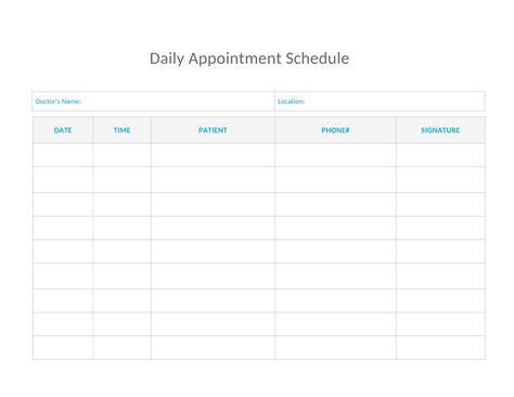 Free Printable Appointment Schedule Template