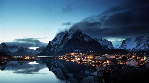 Norway Lofoten Mountains Evening Coast 4k Wallpaper 4k