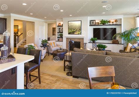 Beautiful Open Concept Interior Living Room Of House Stock Photo