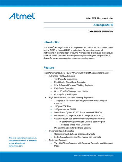 Pdf Introduction Feature Bit Avr Microcontroller Atmega Pb