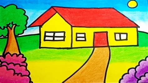 Lukisan Cara Melukis Rumah Yang Cantik Cara Menggambar Rumah Tingkat