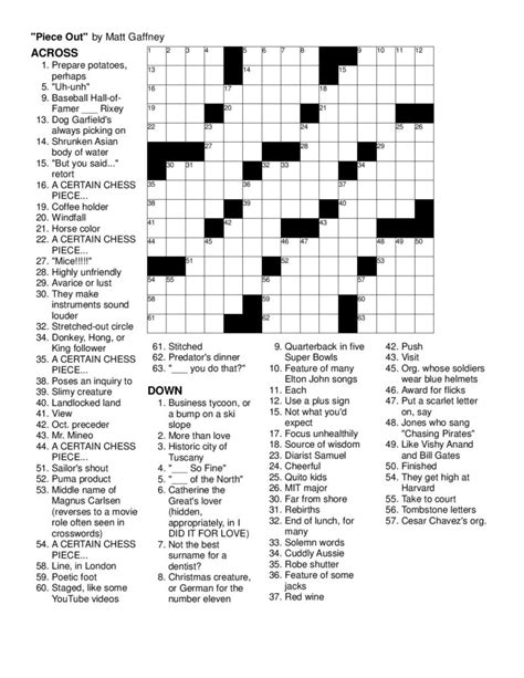 Free Printable Sunday Crosswords Printable Templates Printable