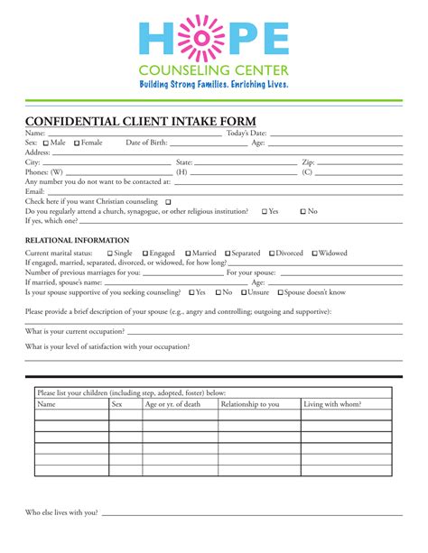 Printable Counseling Intake Forms Fill Out And Sign Printable Pdf