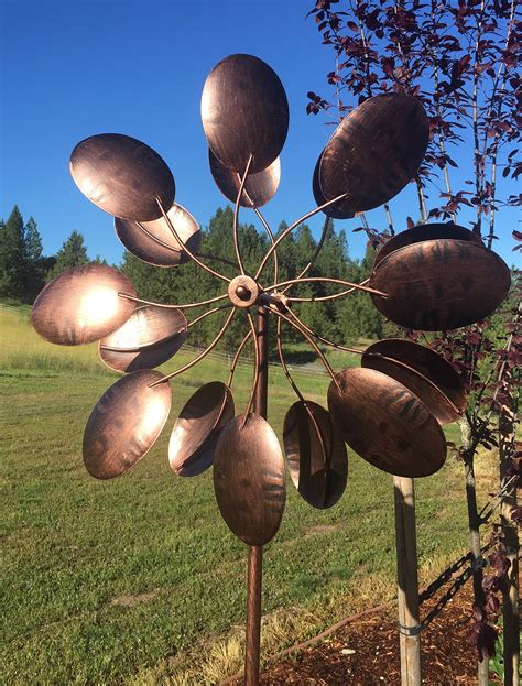 Garden Kinetic Wind Spinner Bronze Leaves 858447005795 Ebay