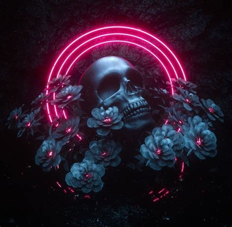 Neon Skull Wallpapers K HD Neon Skull Backgrounds On WallpaperBat
