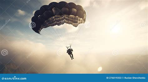 Parachuting Action Sport Paratroopers Or Parachutist Free Falling And