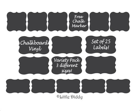 Chalkboard Vinyl Labels 25 Labels Variety Mix Of By Littlediddy