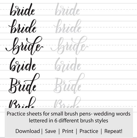Wedding Words Brush Lettering Practice Sheets, Hand ... As i was looking for a brush beginner pen set, i came across these awesome free brush lettering practice sheets and of course, i just had to share with you all!