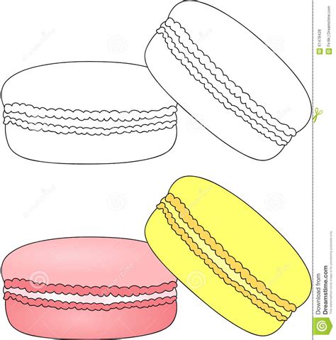 Sweet And Tasty Macaroons Coloring Book For Kids About Food Stock