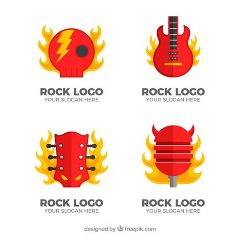 Free Vector Rock Logo Collection With Flat Design