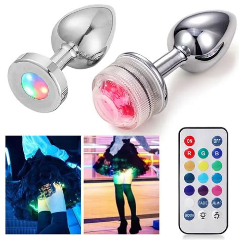 Multicolour Led Anal Plug Metal Plug With Light Sex Toy For Couple Luminous Cork Prostate