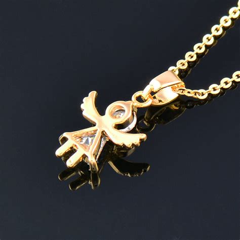 sinleery romantic cubic zircon angel wings girl pendant necklace rose gold color fashion chain