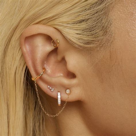 Triple Stacked Diamond Studs Ear Piercings Earings Piercings Ear