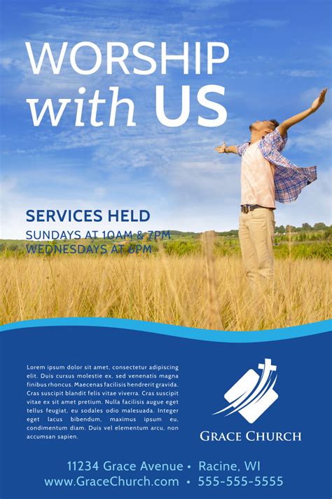 Church Worship Service Poster Template Mycreativeshop