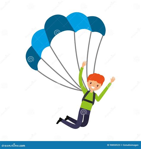 Young Man With Parachute Stock Vector Illustration Of Hobby 90850523