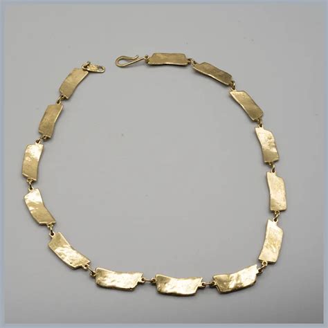 Anne Dick Brutalist Goldtone Link Necklace Ruby Lane