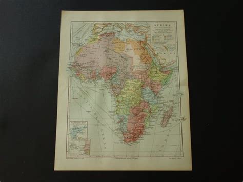 Africa Antique Map Of Africa 1907 Old Colonial Print Of Vintage Maps