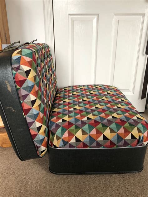 Vintage Upholstered Suitcase Chair Repurposed Furniture Etsy