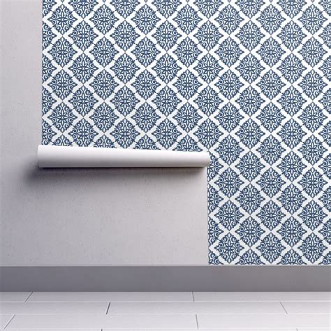 Peel And Stick Removable Wallpaper Modern Navy And White French Blue