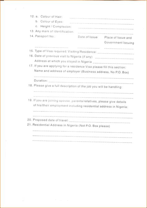 Application Form For Nigerian Visa Form : Resume Examples