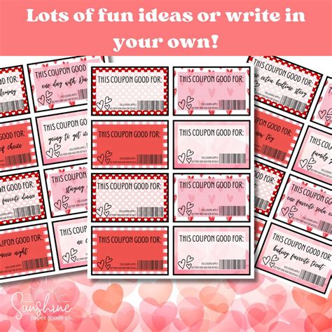 Valentines Day Printable Coupons For Kids Valentines Day Coupons